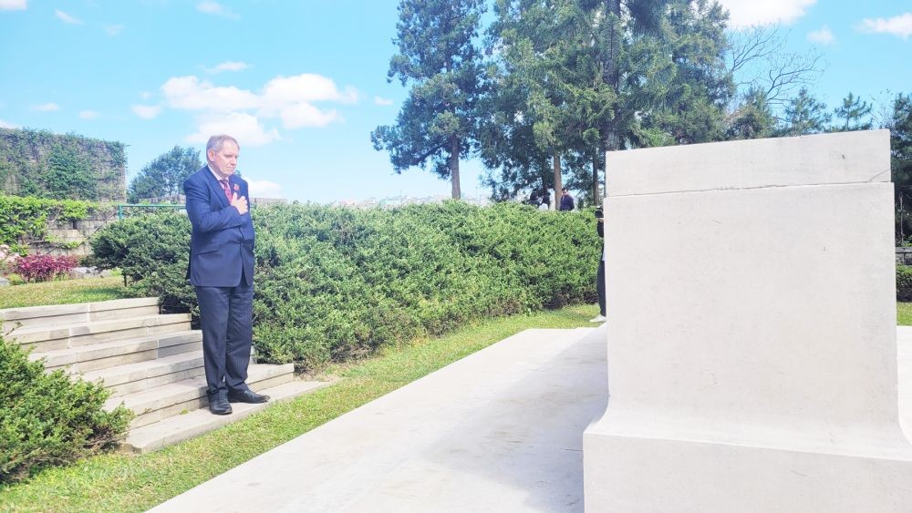 Nick Low, British Deputy High Commissioner, Kolkata after laying a wreath at the Commonwealth War Cemetery Kohima in honour of the ‘Fallen’ and veterans on 11th Hour of the 11th Day of the 11th Month or Remembrance Day. (Morung File Photo)